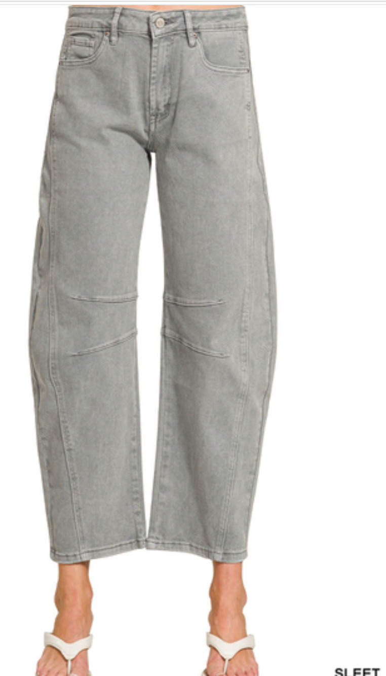 Z3 Sleet Zenana Barrel-Leg Color Denim Pants Sizes S-XL